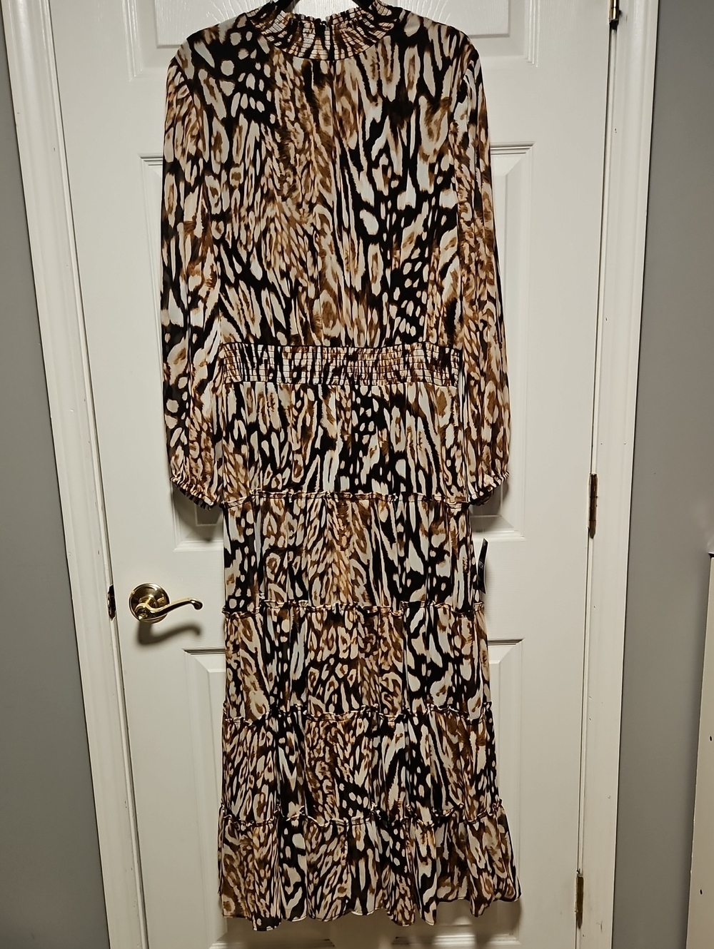 MSK Tiered Long Sleeve Animal Print Maxi Dress - Picture 5 of 10